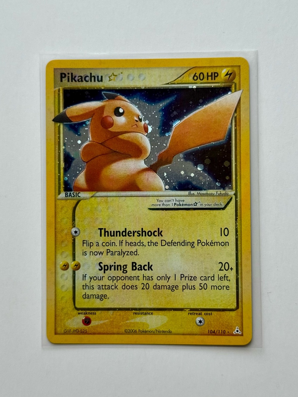Pikachu Gold Star Holo Card 104/110 Holon Phantoms Series Fan Art Custom Card